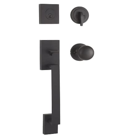 Weslock Bailey Single Cylinder Handleset with Salem Knob Matte Black Finish 02840-2S2FR2D